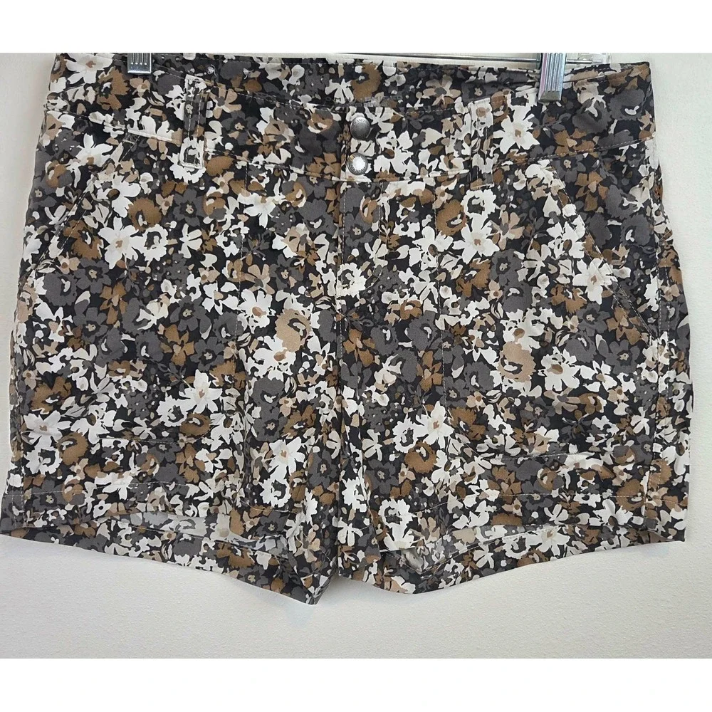 Columbia Omni-Shield Shorts Womens 8 Floral Brown Grey Hiking Outdoor - Picture 1 of 13